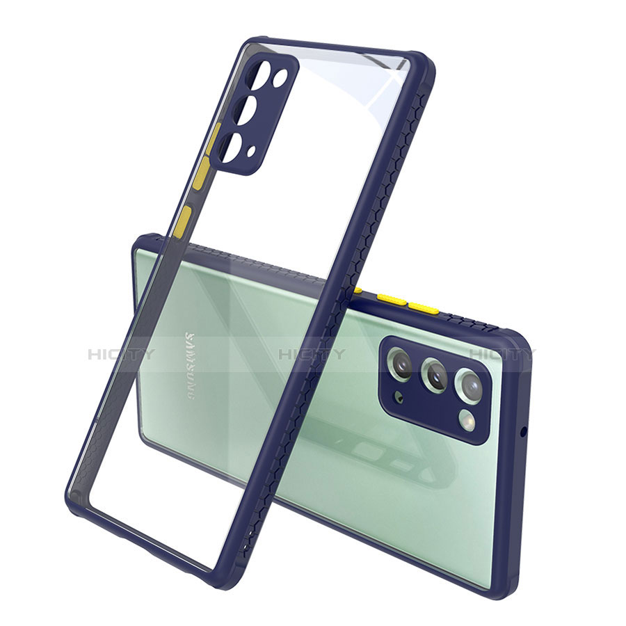 Coque Rebord Contour Silicone et Vitre Transparente Miroir Housse Etui N02 pour Samsung Galaxy Note 20 5G Bleu Royal Plus