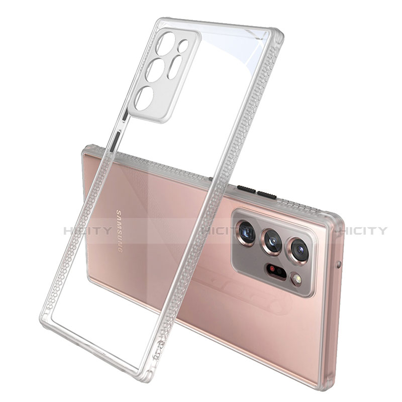 Coque Rebord Contour Silicone et Vitre Transparente Miroir Housse Etui N02 pour Samsung Galaxy Note 20 Ultra 5G Gris Plus