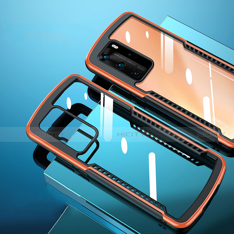 Coque Rebord Contour Silicone et Vitre Transparente Miroir Housse Etui N08 pour Huawei P40 Pro Orange Plus