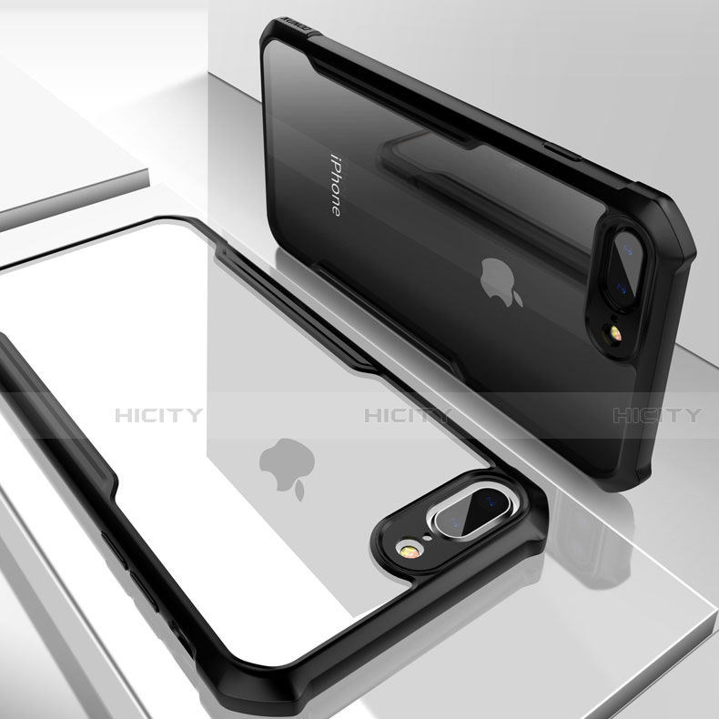 Coque Rebord Contour Silicone et Vitre Transparente Miroir Housse Etui P01 pour Apple iPhone 7 Plus Plus