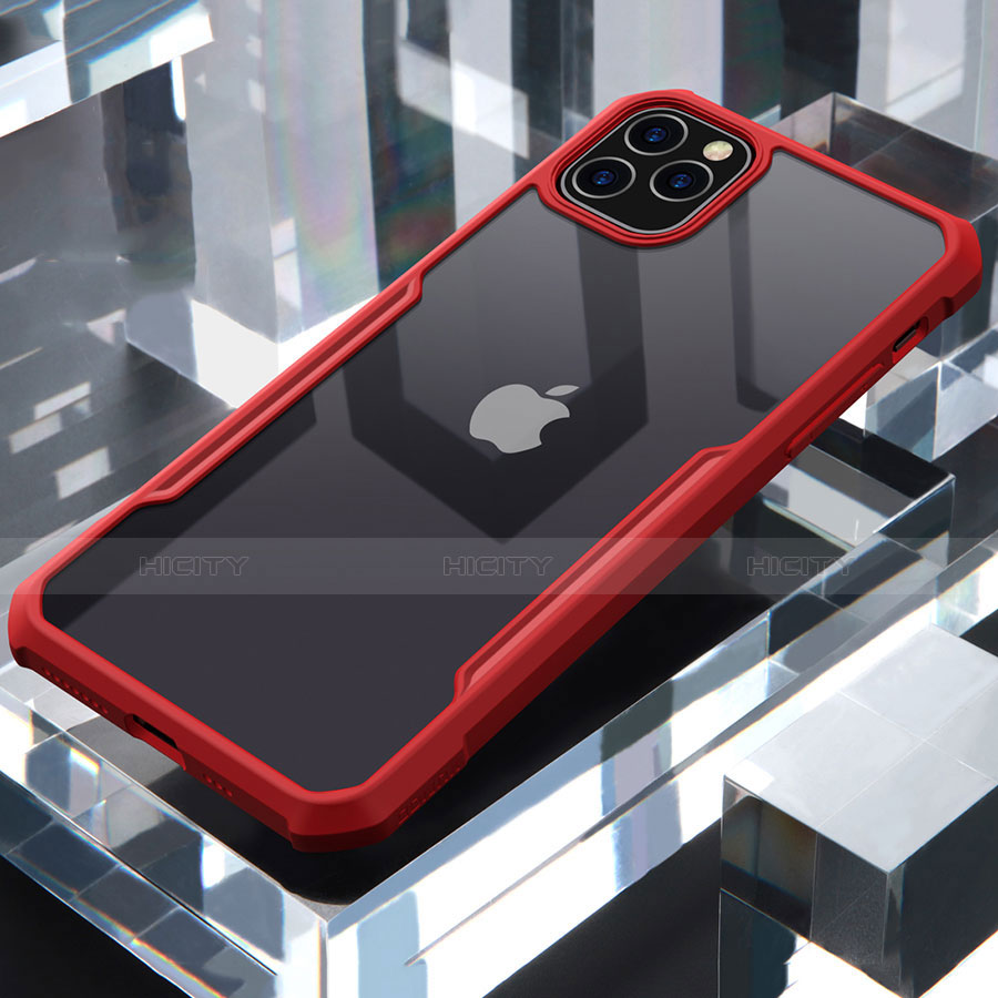 Coque Rebord Contour Silicone et Vitre Transparente Miroir Housse Etui pour Apple iPhone 11 Pro Rouge Plus