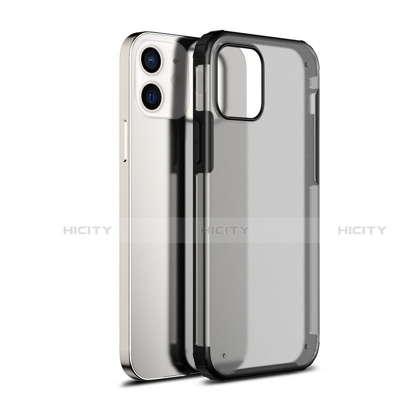 Coque Rebord Contour Silicone et Vitre Transparente Miroir Housse Etui pour Apple iPhone 12 Mini Noir Plus