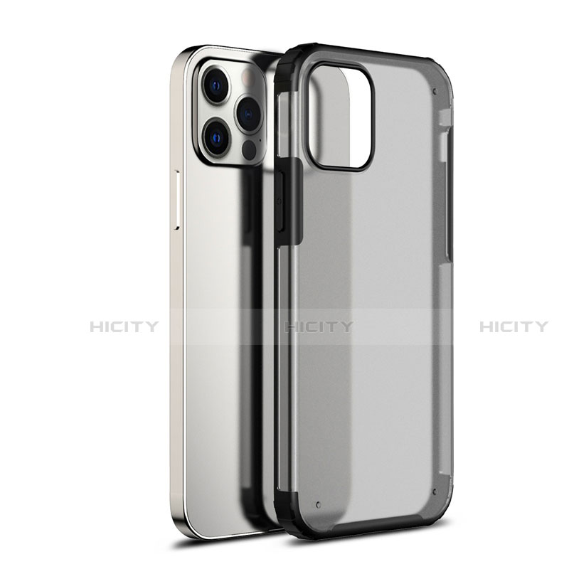 Coque Rebord Contour Silicone et Vitre Transparente Miroir Housse Etui pour Apple iPhone 12 Pro Max Noir Plus