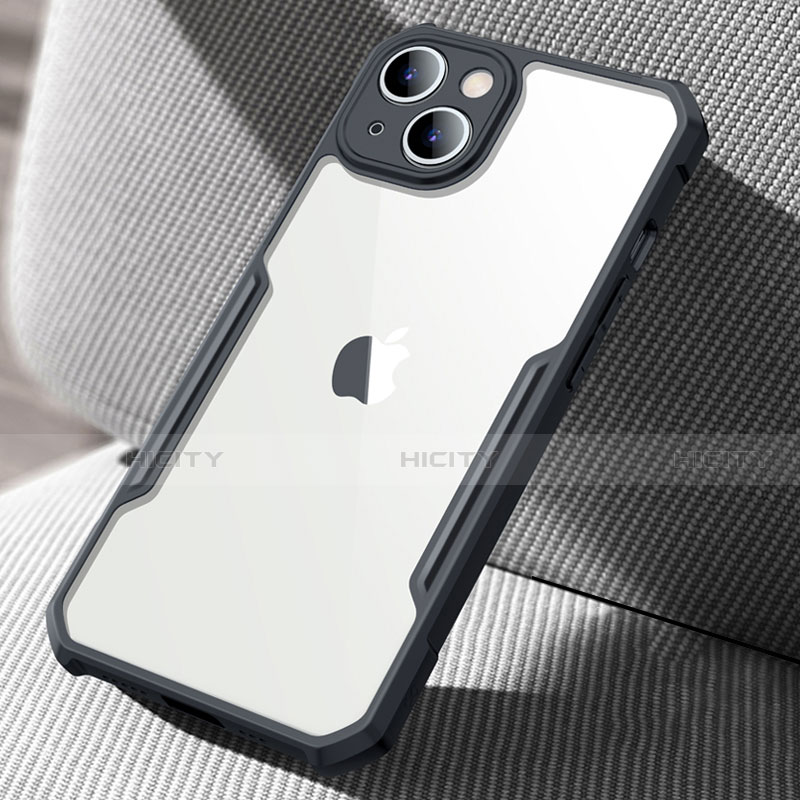 Coque Rebord Contour Silicone et Vitre Transparente Miroir Housse Etui pour Apple iPhone 13 Noir Plus