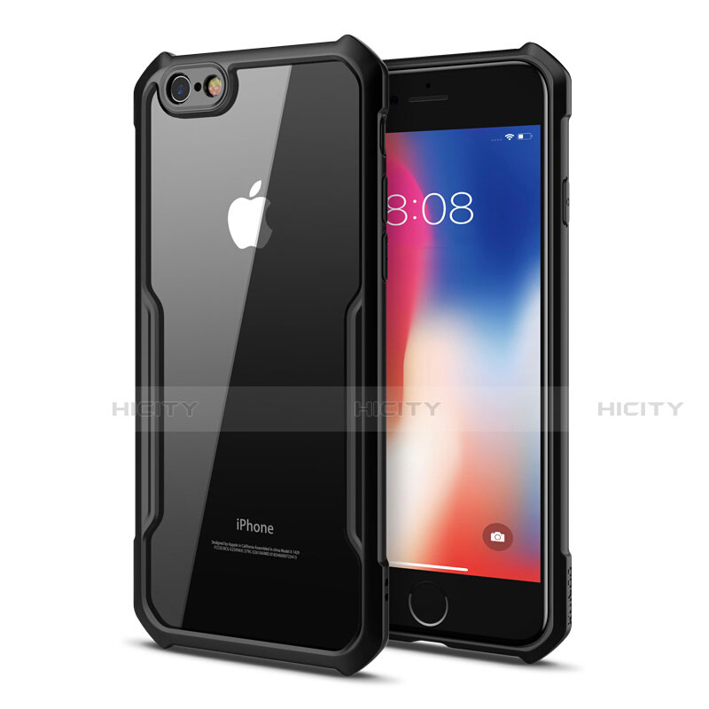 Coque Rebord Contour Silicone et Vitre Transparente Miroir Housse Etui pour Apple iPhone 6 Noir Plus