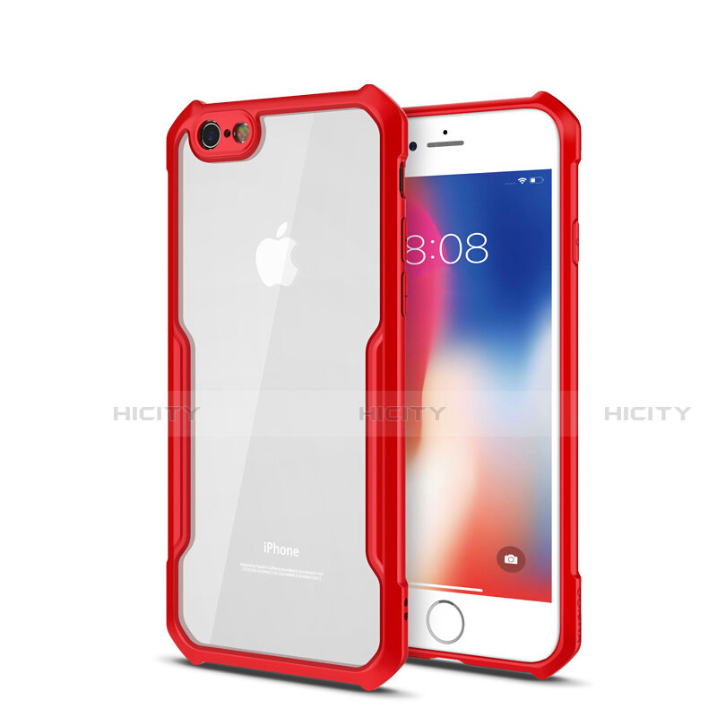 Coque Rebord Contour Silicone et Vitre Transparente Miroir Housse Etui pour Apple iPhone 6 Plus Rouge Plus