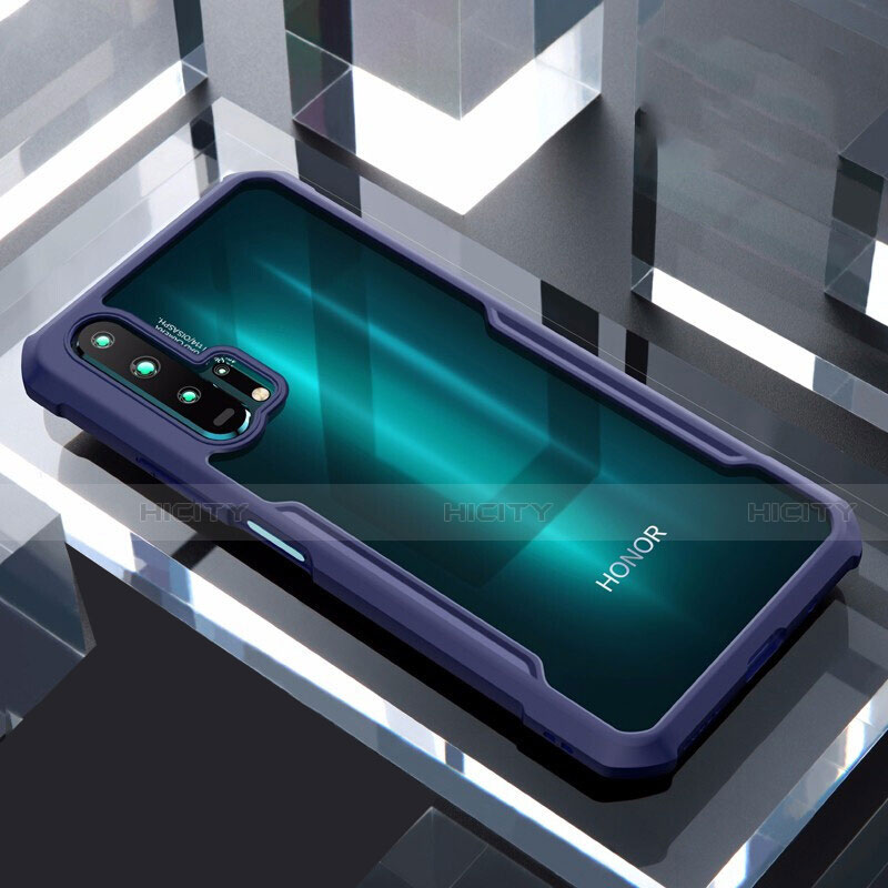 Coque Rebord Contour Silicone et Vitre Transparente Miroir Housse Etui pour Huawei Honor 20 Pro Bleu Plus