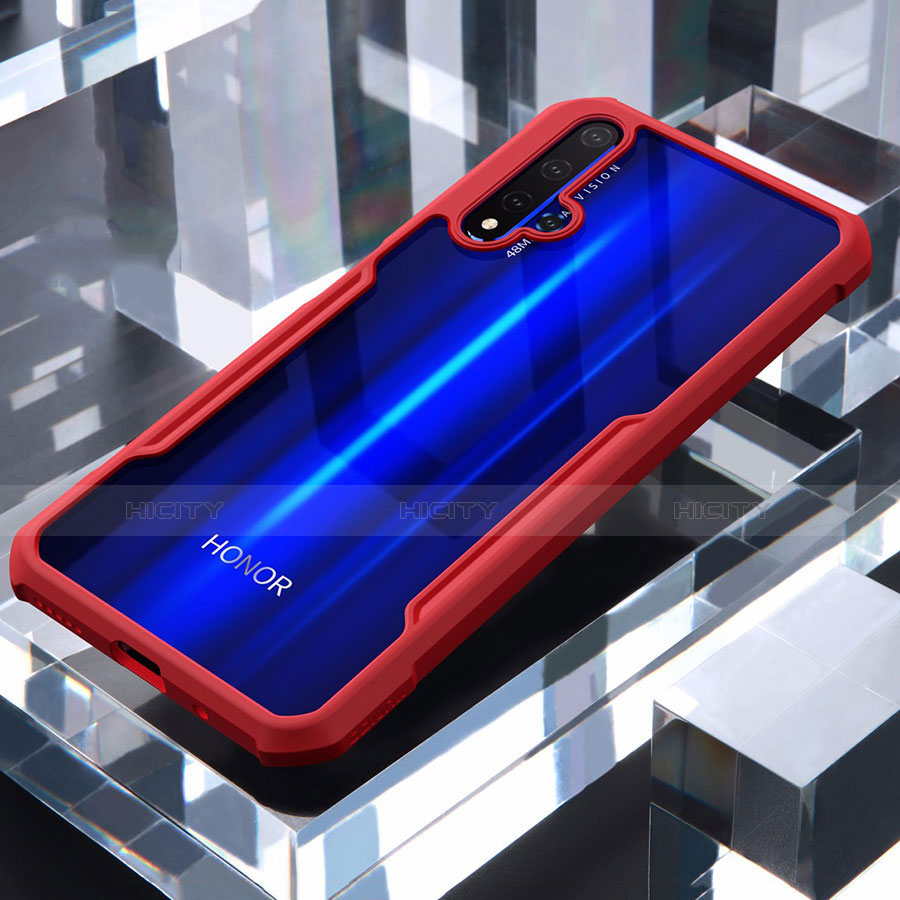 Coque Rebord Contour Silicone et Vitre Transparente Miroir Housse Etui pour Huawei Honor 20S Rouge Plus