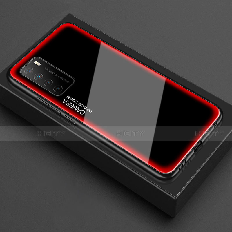 Coque Rebord Contour Silicone et Vitre Transparente Miroir Housse Etui pour Huawei Honor Play4 5G Plus