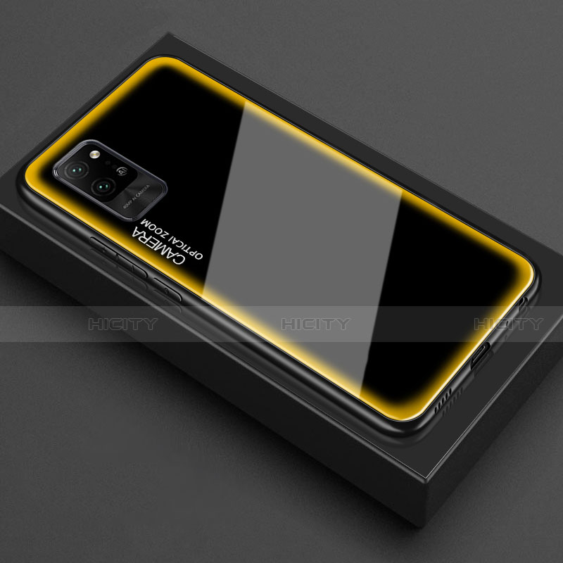 Coque Rebord Contour Silicone et Vitre Transparente Miroir Housse Etui pour Huawei Honor Play4 Pro 5G Jaune Plus