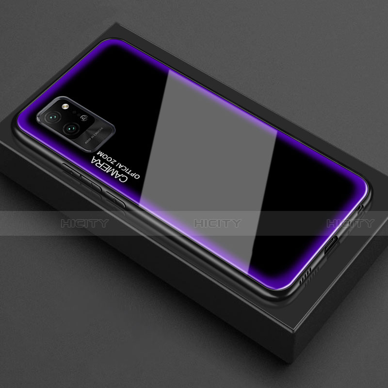 Coque Rebord Contour Silicone et Vitre Transparente Miroir Housse Etui pour Huawei Honor Play4 Pro 5G Violet Plus