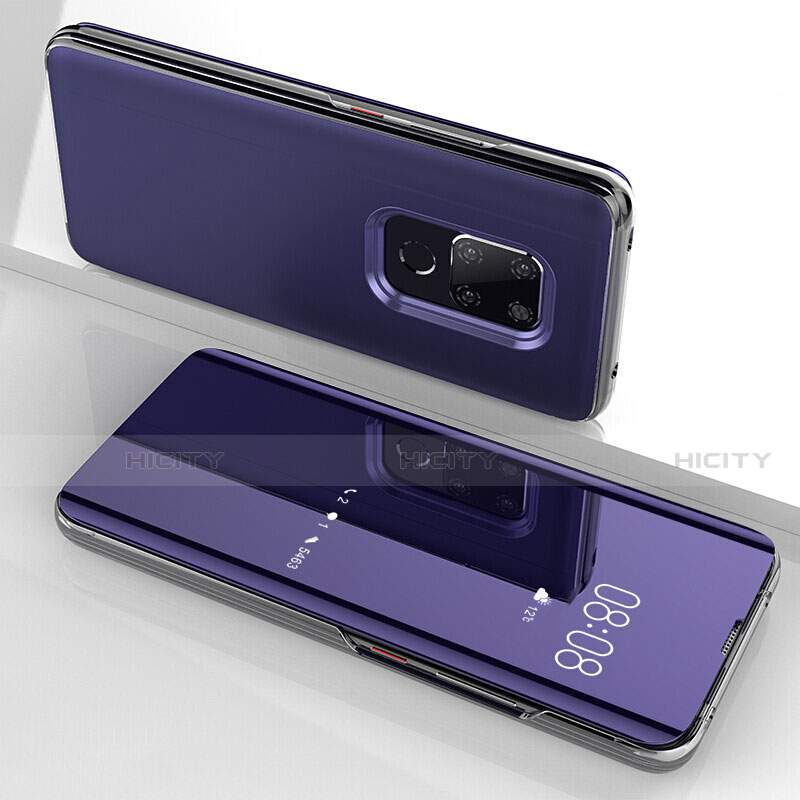 Coque Rebord Contour Silicone et Vitre Transparente Miroir Housse Etui pour Huawei Mate 20 Violet Plus