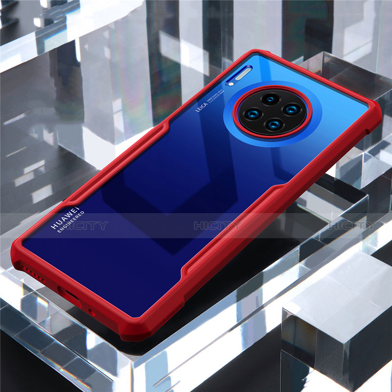 Coque Rebord Contour Silicone et Vitre Transparente Miroir Housse Etui pour Huawei Mate 30 5G Rouge Plus