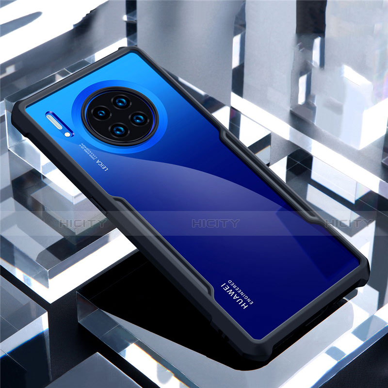 Coque Rebord Contour Silicone et Vitre Transparente Miroir Housse Etui pour Huawei Mate 30 Pro 5G Noir Plus