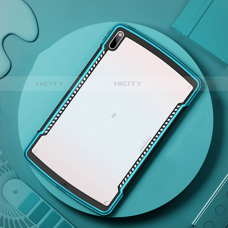 Coque Rebord Contour Silicone et Vitre Transparente Miroir Housse Etui pour Huawei MatePad Pro 5G 10.8 Cyan Plus