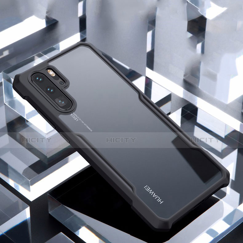 Coque Rebord Contour Silicone et Vitre Transparente Miroir Housse Etui pour Huawei P30 Pro New Edition Noir Plus