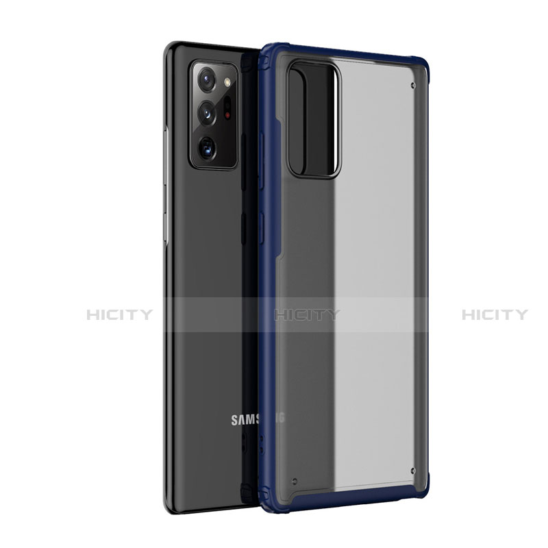 Coque Rebord Contour Silicone et Vitre Transparente Miroir Housse Etui pour Samsung Galaxy Note 20 Ultra 5G Bleu Plus