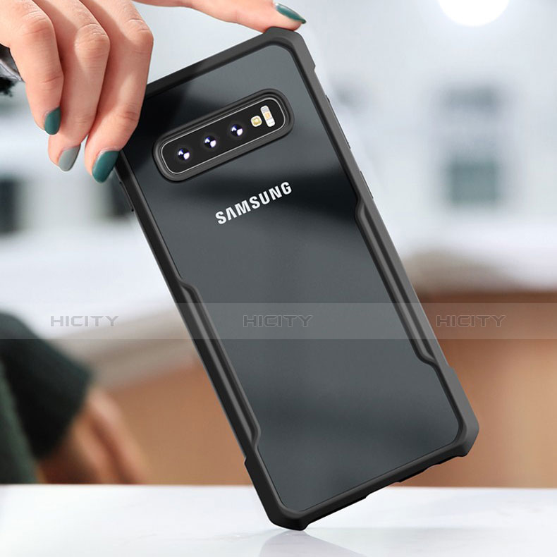 Coque Rebord Contour Silicone et Vitre Transparente Miroir Housse Etui pour Samsung Galaxy S10 Plus Plus