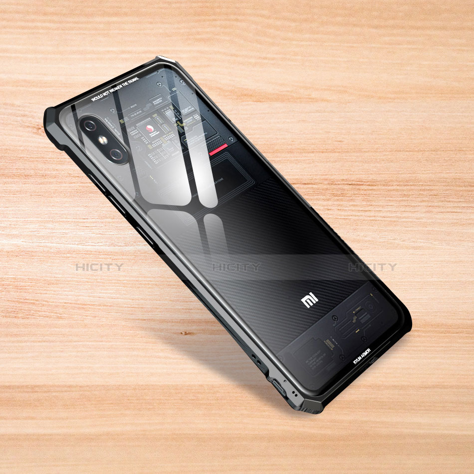 Coque Rebord Contour Silicone et Vitre Transparente Miroir Housse Etui pour Xiaomi Mi 8 Explorer Noir Plus