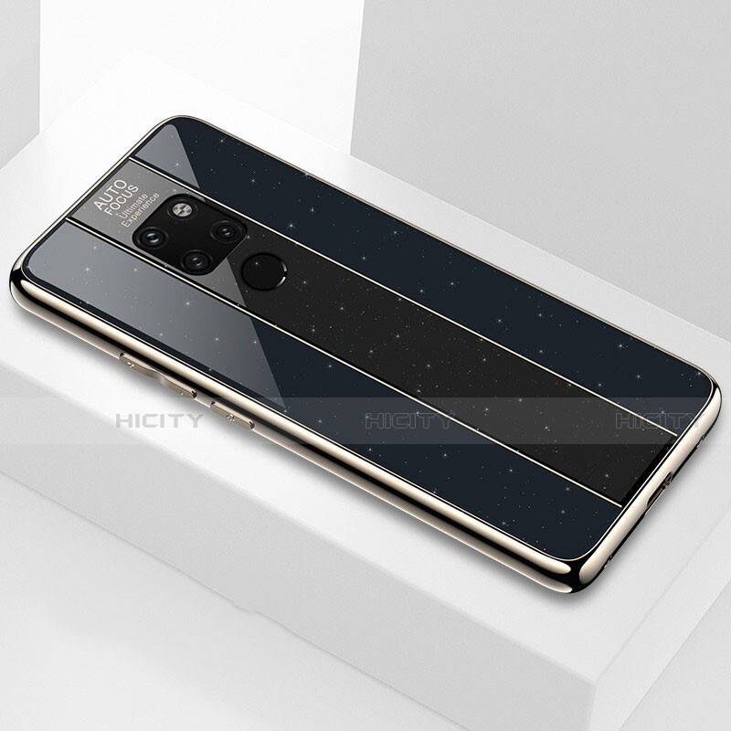 Coque Rebord Contour Silicone et Vitre Transparente Miroir Housse Etui Q04 pour Huawei Mate 20 Noir Plus