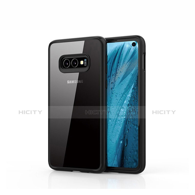 Coque Rebord Contour Silicone et Vitre Transparente Miroir Housse Etui S01 pour Samsung Galaxy S10e Noir Plus