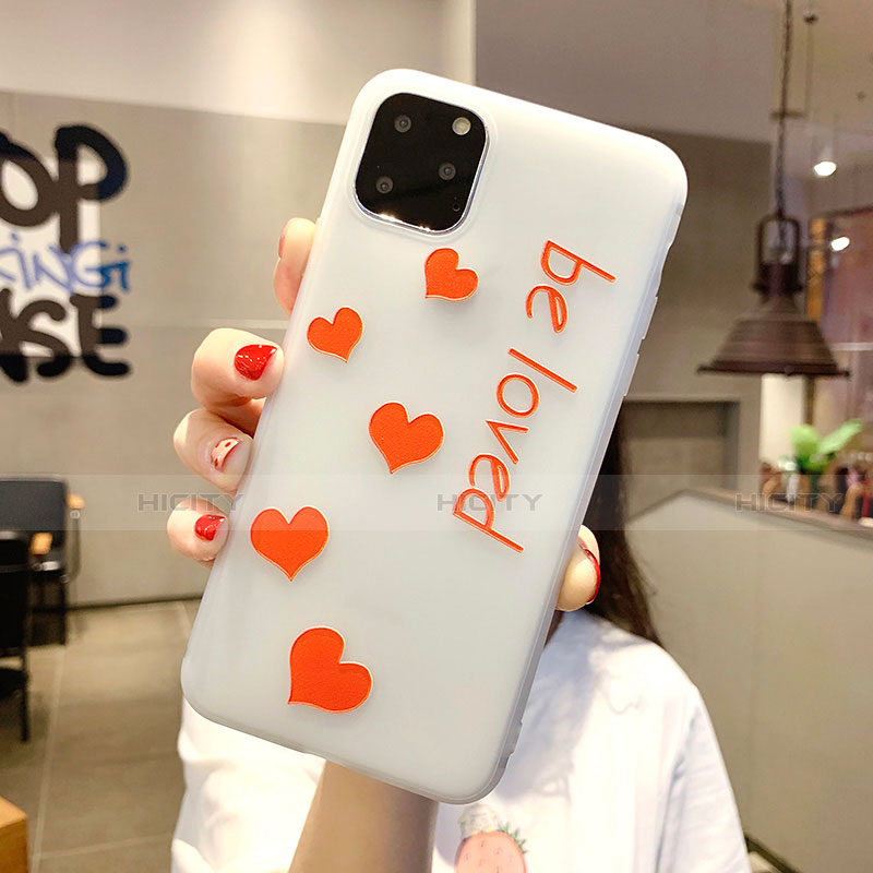 Coque Silicone Amour Coeur Souple Couleur Unie Etui Housse S02 pour Apple iPhone 11 Pro Max Orange Plus