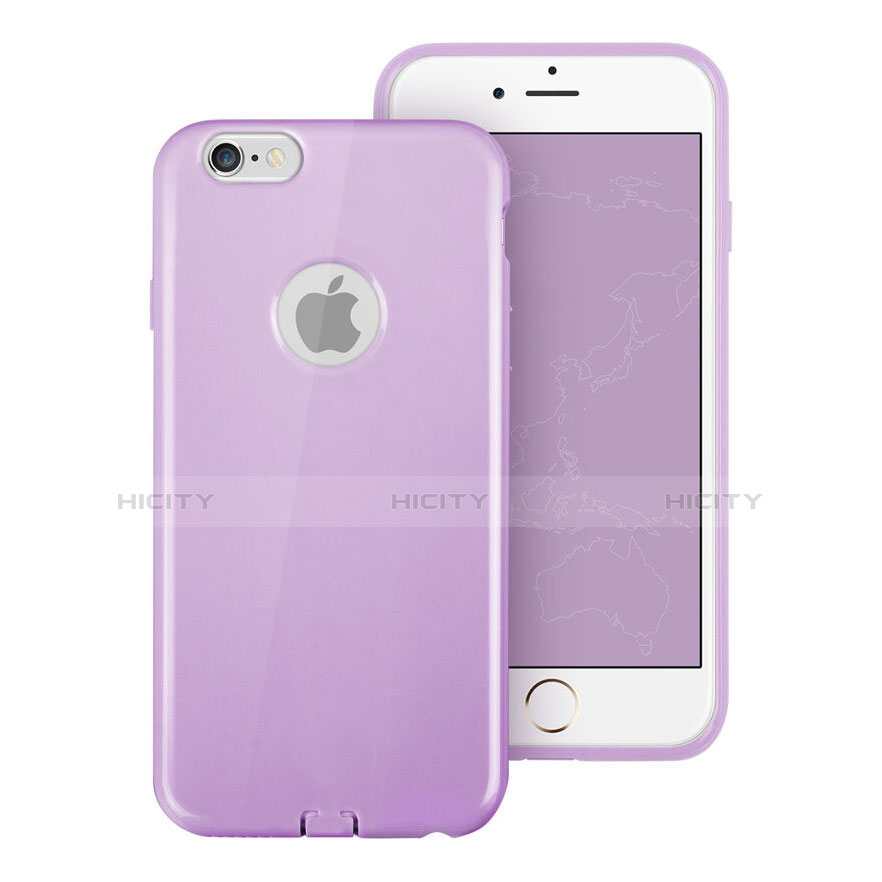 Coque Silicone avec Trou Souple Couleur Unie pour Apple iPhone 6S Violet Plus