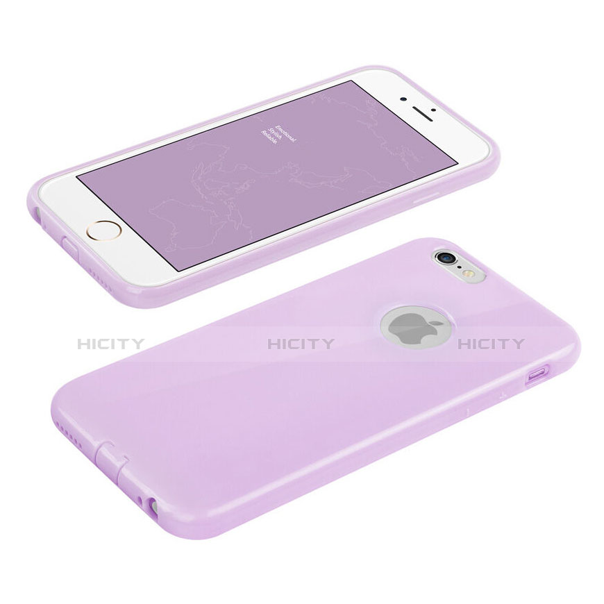 Coque Silicone avec Trou Souple Couleur Unie pour Apple iPhone 6S Violet Plus