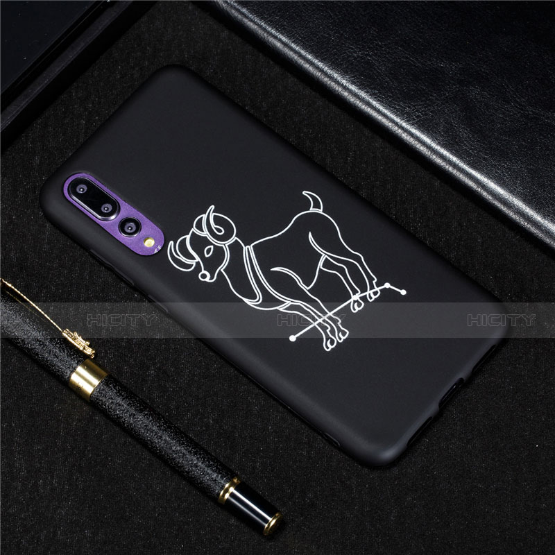 Coque Silicone Constellation Souple Couleur Unie Etui Housse S06 pour Huawei P20 Pro Noir Plus