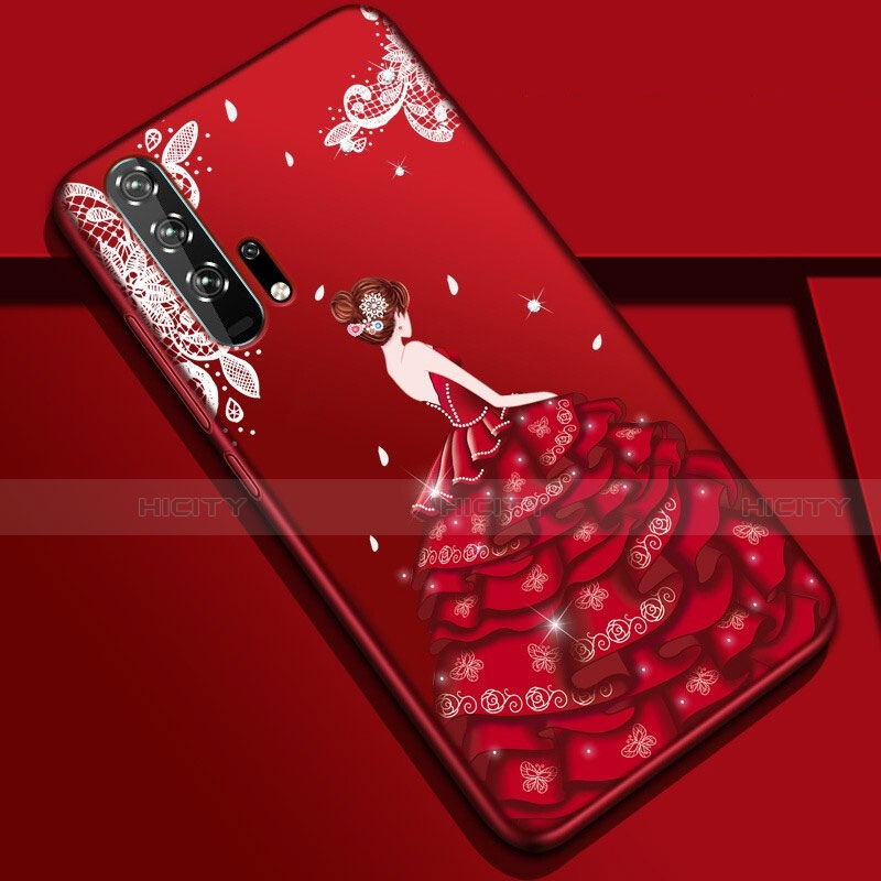 Coque Silicone Dos de Fille Souple Couleur Unie Etui Housse K01 pour Huawei Honor 20 Pro Rouge Plus