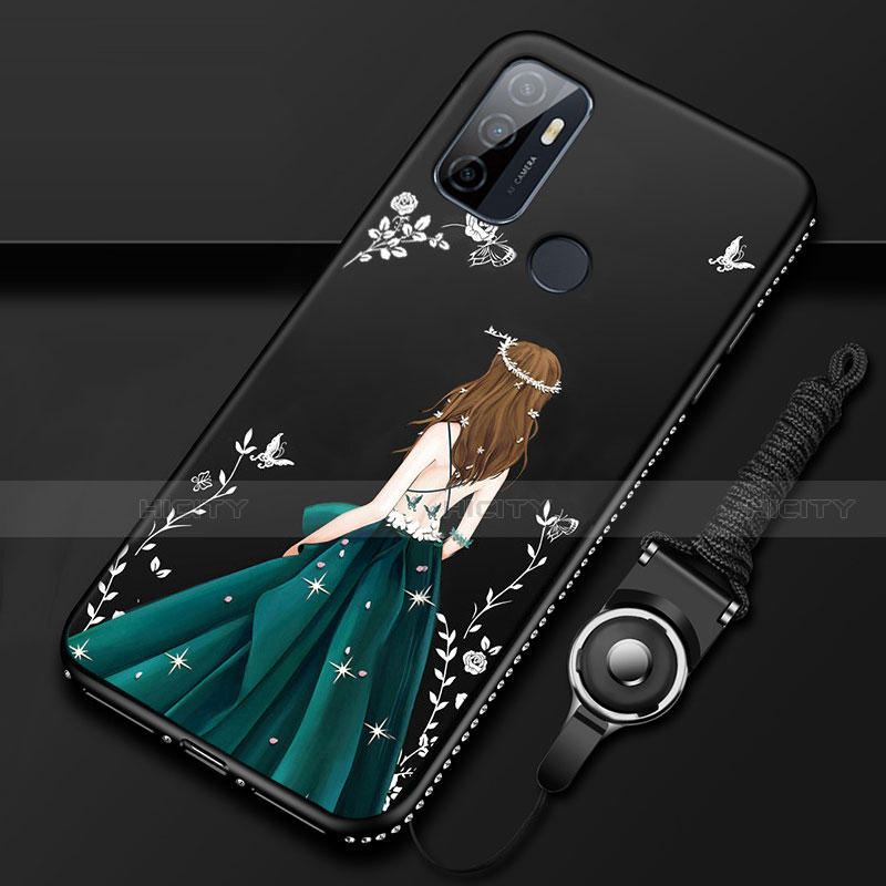 Coque Silicone Dos de Fille Souple Couleur Unie Etui Housse pour Oppo A53s Plus