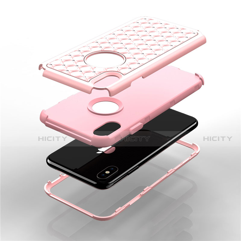 Coque Silicone et Plastique Housse Etui Protection Integrale 360 Degres Bling-Bling pour Apple iPhone X Plus