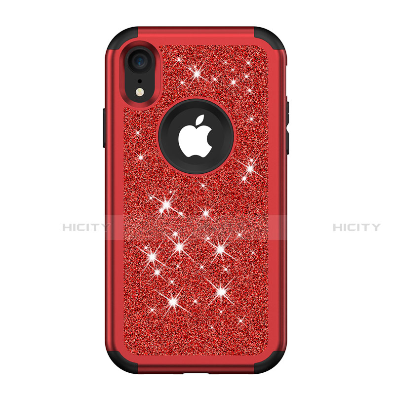Coque Silicone et Plastique Housse Etui Protection Integrale 360 Degres Bling-Bling pour Apple iPhone XR Rouge Plus
