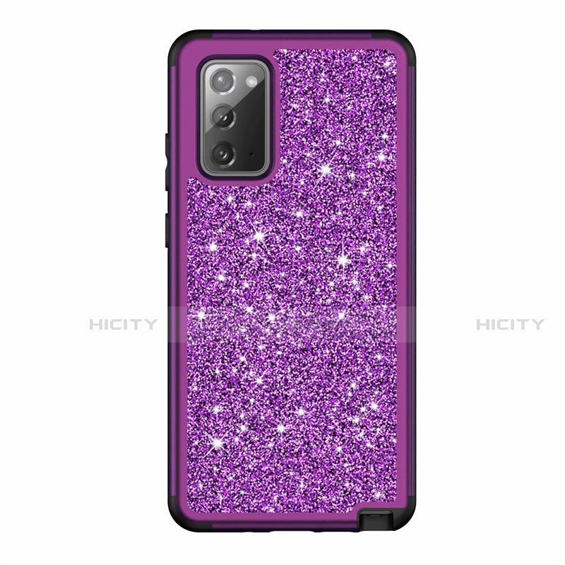 Coque Silicone et Plastique Housse Etui Protection Integrale 360 Degres Bling-Bling pour Samsung Galaxy Note 20 5G Violet Plus