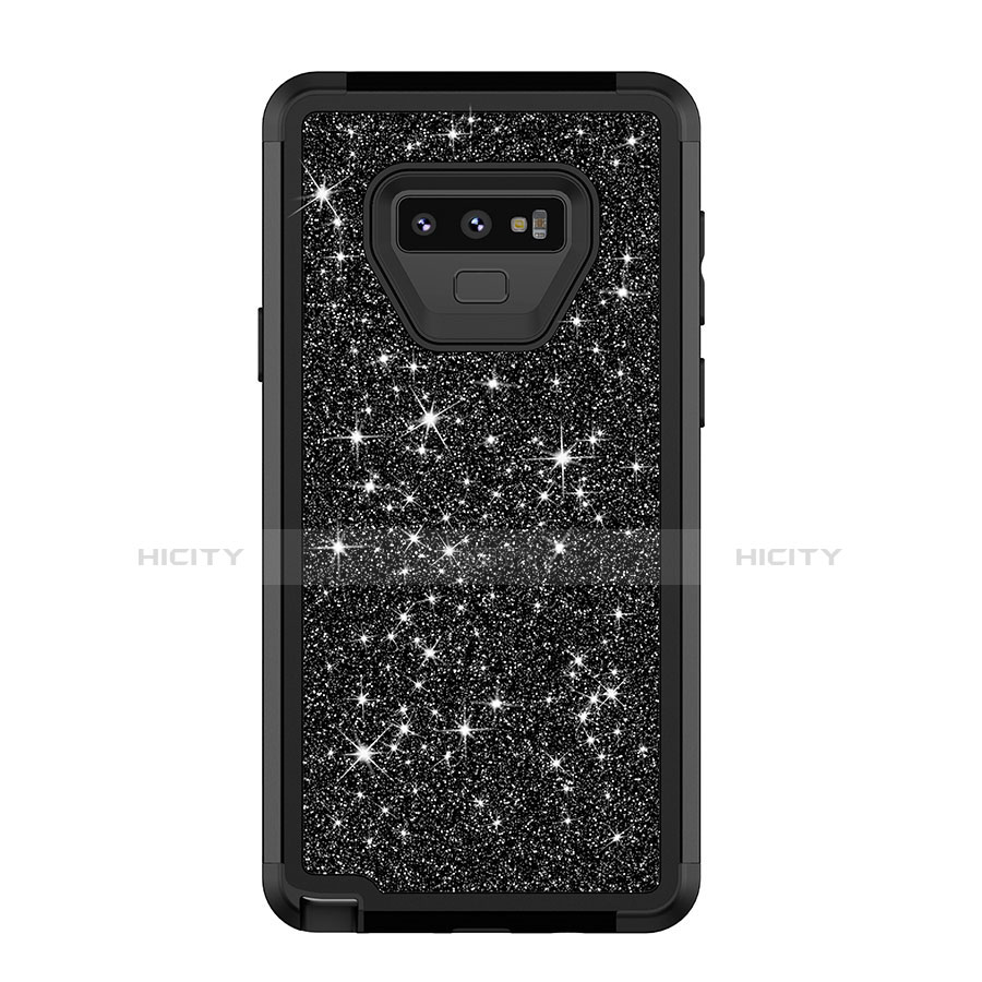 Coque Silicone et Plastique Housse Etui Protection Integrale 360 Degres Bling-Bling pour Samsung Galaxy Note 9 Noir Plus