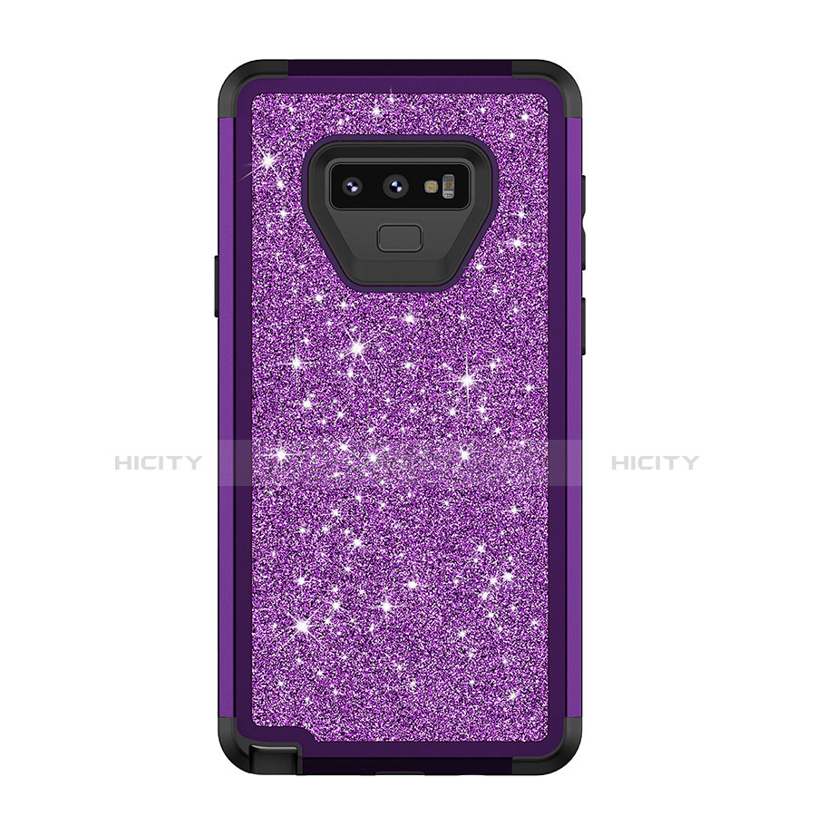 Coque Silicone et Plastique Housse Etui Protection Integrale 360 Degres Bling-Bling pour Samsung Galaxy Note 9 Violet Plus
