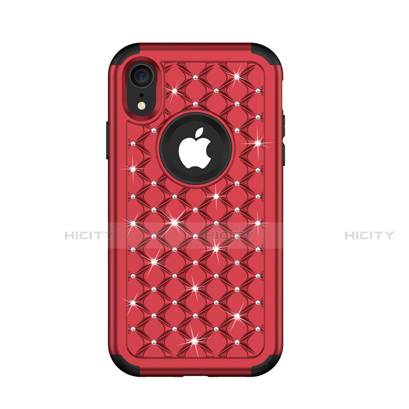 Coque Silicone et Plastique Housse Etui Protection Integrale 360 Degres Bling-Bling U01 pour Apple iPhone XR Rouge Plus