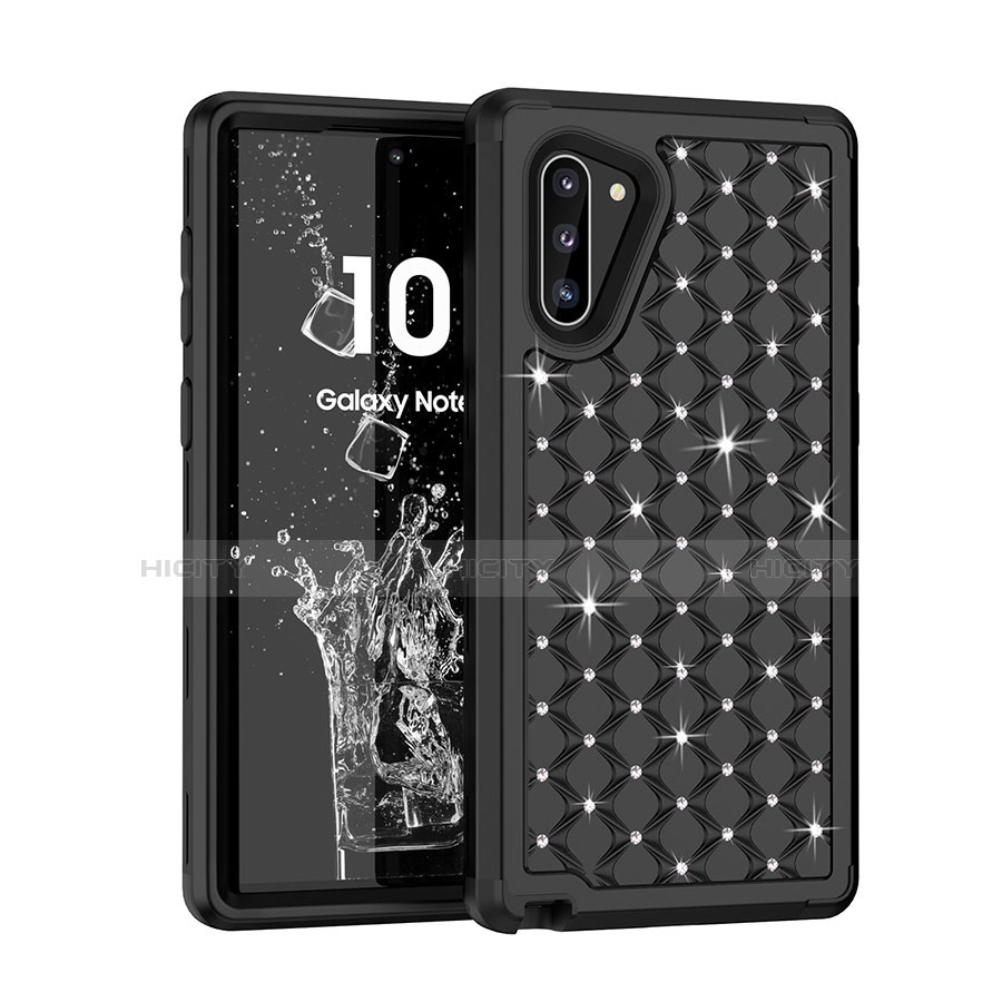 Coque Silicone et Plastique Housse Etui Protection Integrale 360 Degres Bling-Bling U01 pour Samsung Galaxy Note 10 Noir Plus