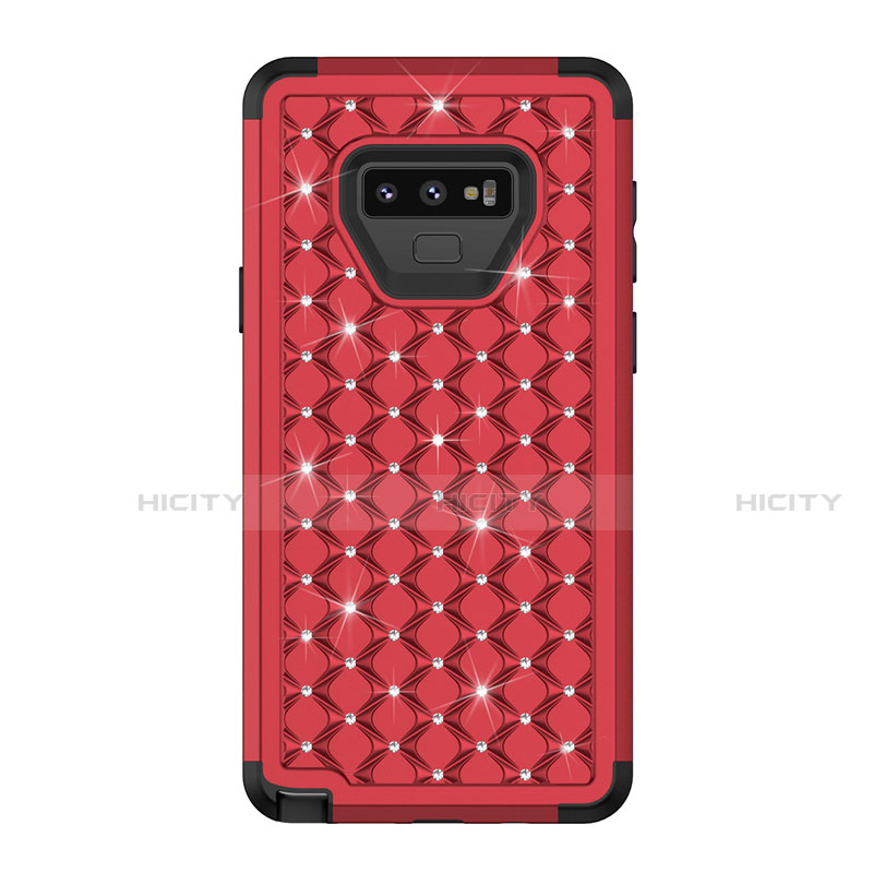 Coque Silicone et Plastique Housse Etui Protection Integrale 360 Degres Bling-Bling U01 pour Samsung Galaxy Note 9 Rouge Plus