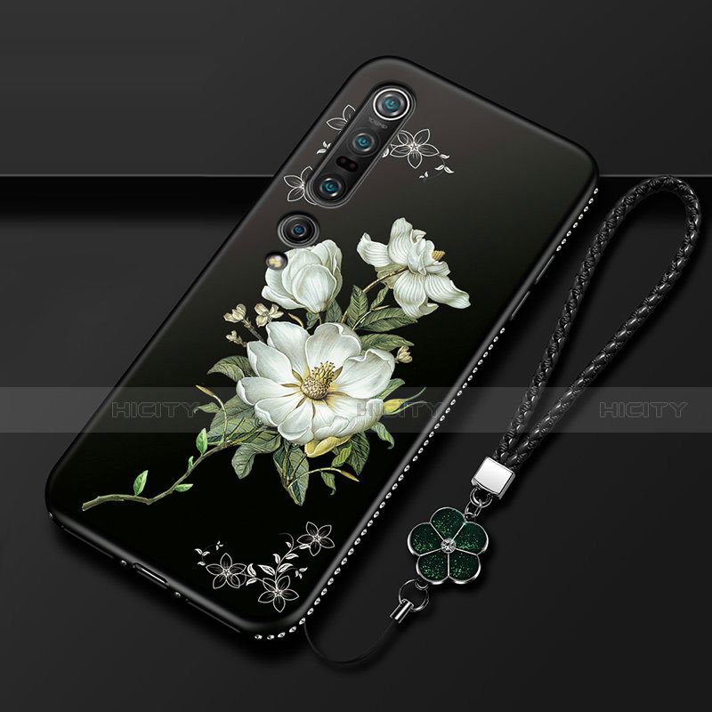 Coque Silicone Fleurs Souple Couleur Unie Etui Housse K01 pour Xiaomi Mi 10 Pro Blanc Plus