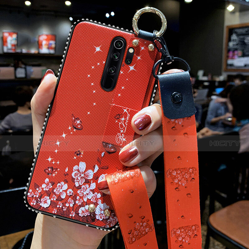 Coque Silicone Fleurs Souple Couleur Unie Etui Housse K01 pour Xiaomi Redmi Note 8 Pro Rouge Plus