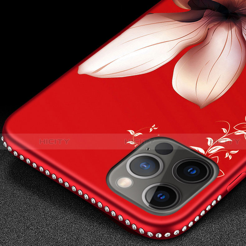 Coque Silicone Fleurs Souple Couleur Unie Etui Housse pour Apple iPhone 12 Pro Plus
