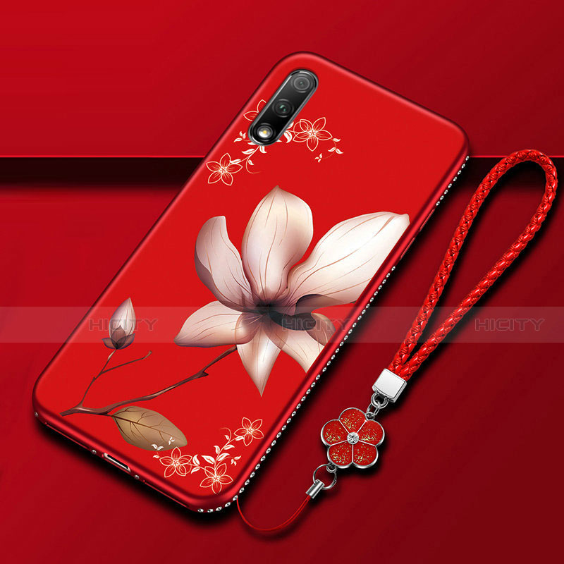 Coque Silicone Fleurs Souple Couleur Unie Etui Housse pour Huawei Enjoy 10 Plus