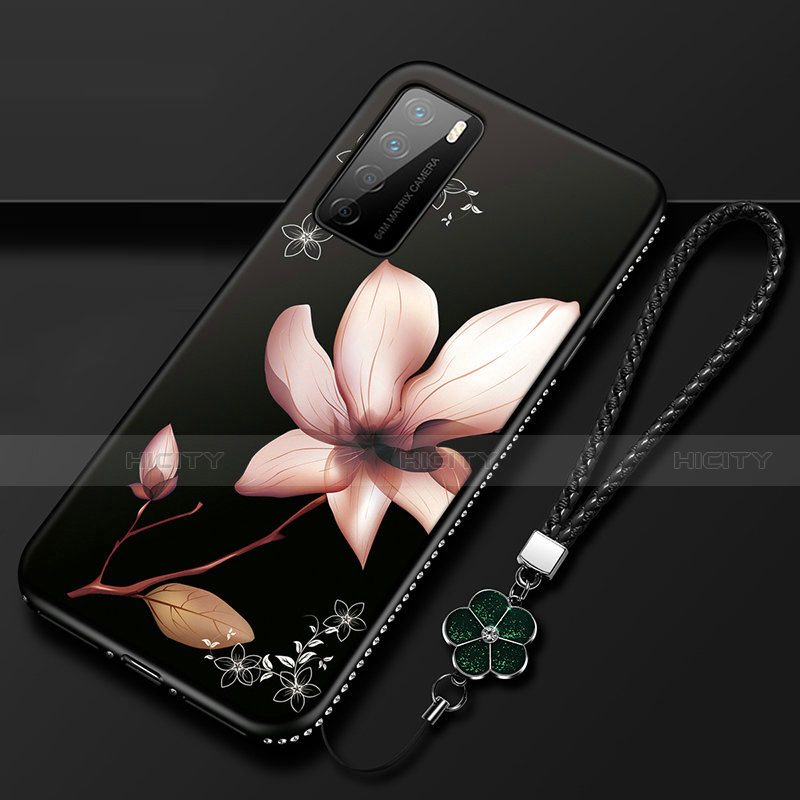 Coque Silicone Fleurs Souple Couleur Unie Etui Housse pour Huawei Honor Play4 5G Marron Plus