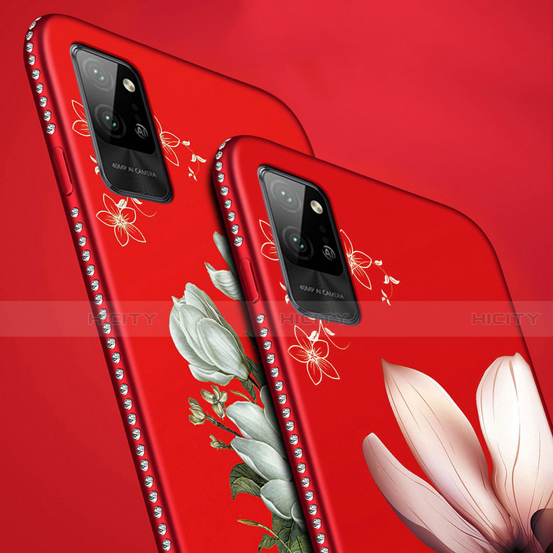 Coque Silicone Fleurs Souple Couleur Unie Etui Housse pour Huawei Honor Play4 Pro 5G Plus