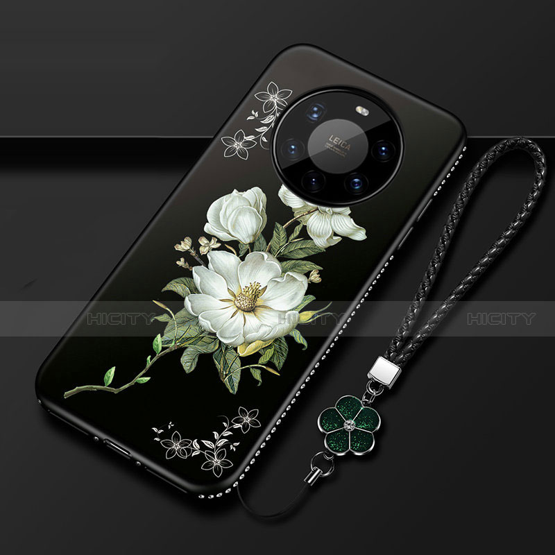 Coque Silicone Fleurs Souple Couleur Unie Etui Housse pour Huawei Mate 40 Pro+ Plus Noir Plus