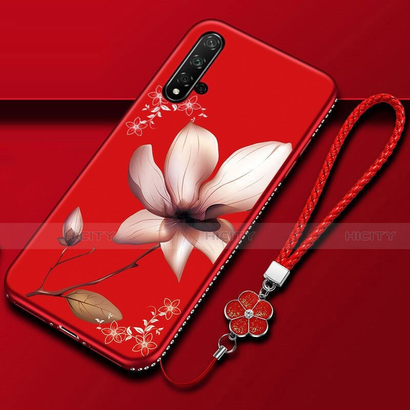 Coque Silicone Fleurs Souple Couleur Unie Etui Housse pour Huawei Nova 5 Plus