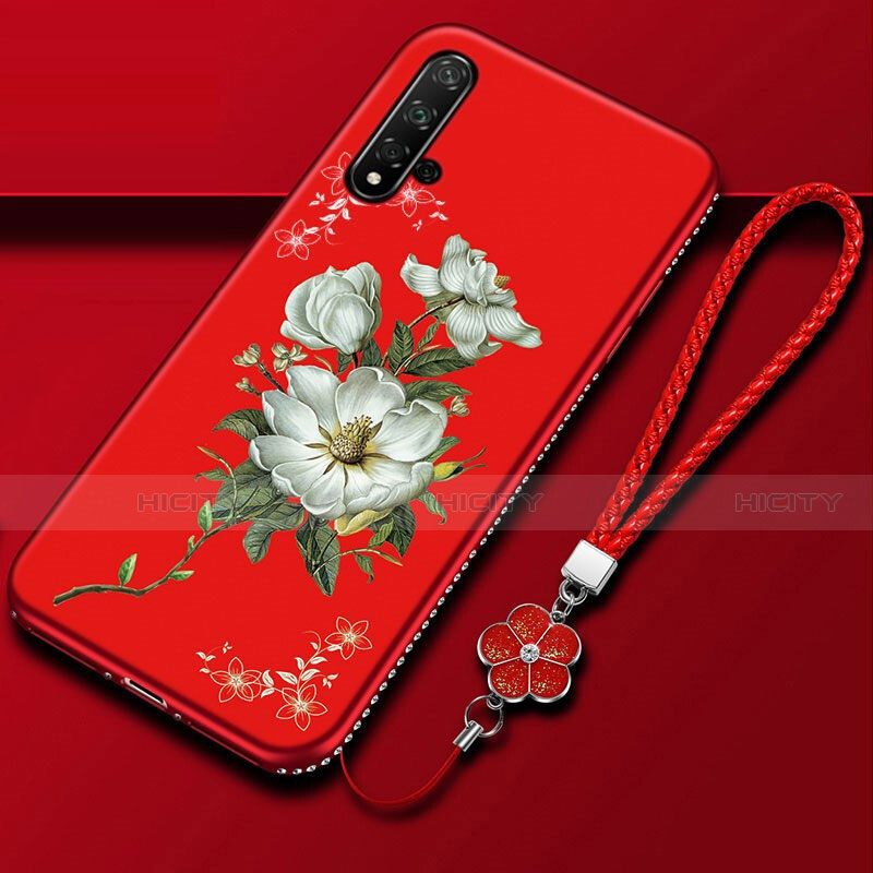 Coque Silicone Fleurs Souple Couleur Unie Etui Housse pour Huawei Nova 5 Plus