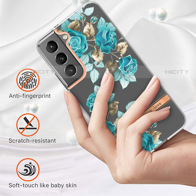 Coque Silicone Fleurs Souple Couleur Unie Etui Housse pour Samsung Galaxy S22 5G Plus