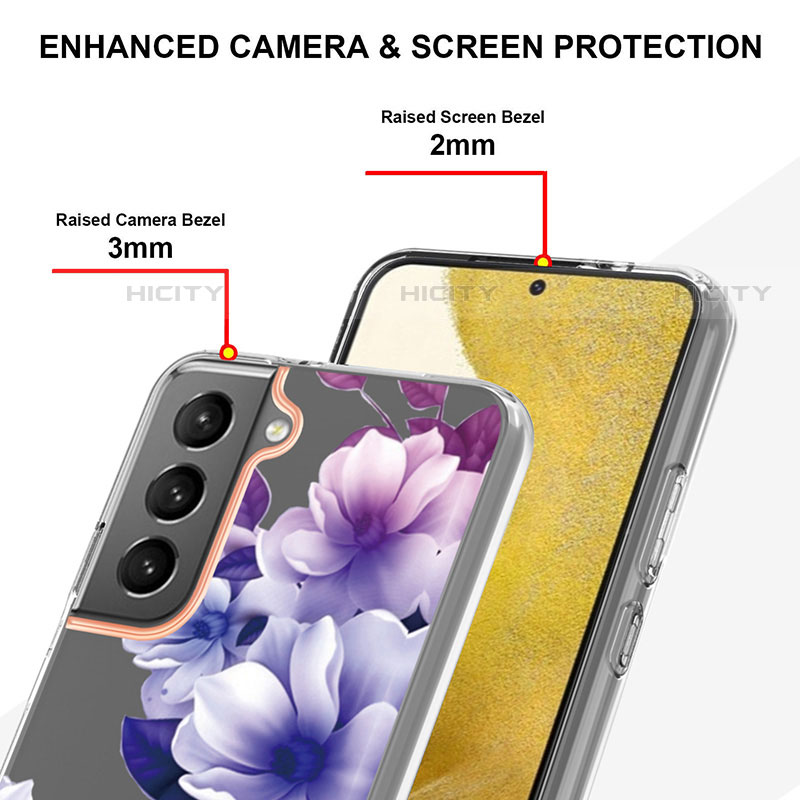 Coque Silicone Fleurs Souple Couleur Unie Etui Housse pour Samsung Galaxy S22 Plus 5G Plus
